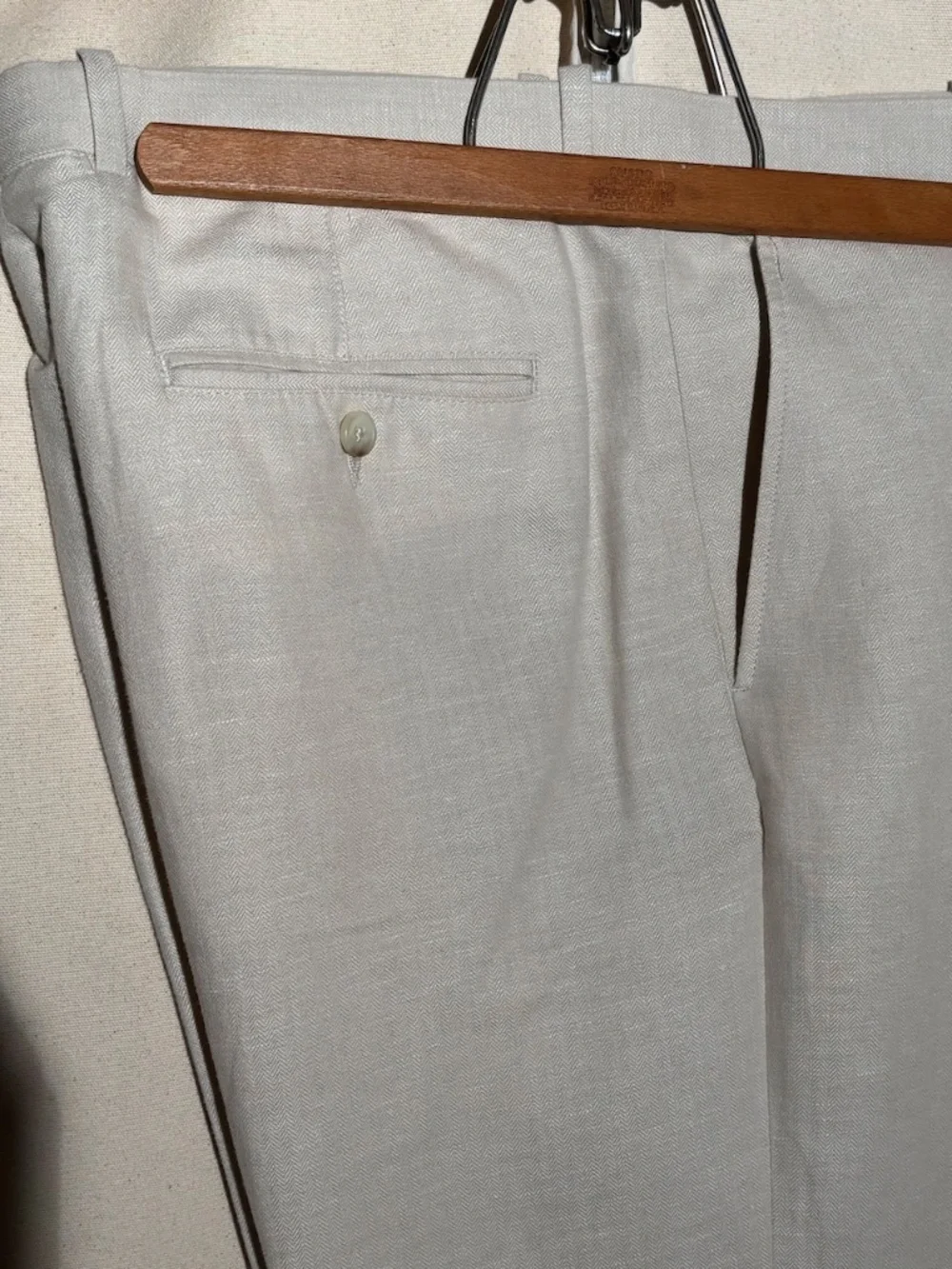Men's Perry Ellis Linen Slacks 36/34 Full Leg Creme